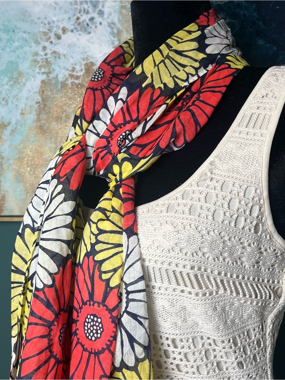 Lightweight Cottom Floral Print Scarf - Picture 2 of 4